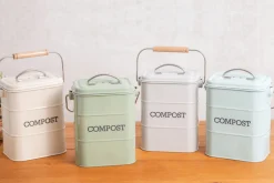 Bac à compost KitchenCraft Living Nostalgia en acier crème 3L