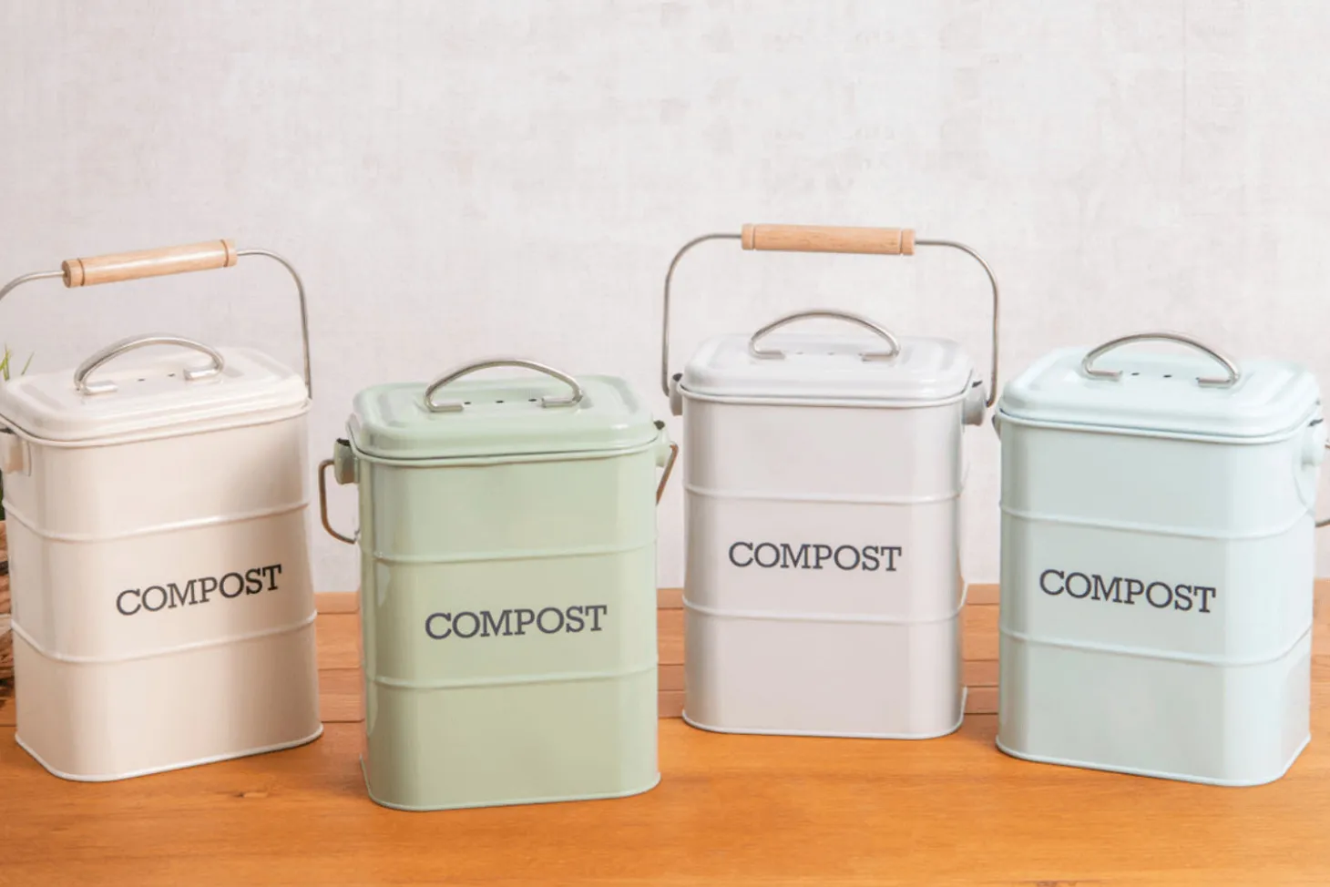 Bac à compost KitchenCraft Living Nostalgia en acier gris 3L