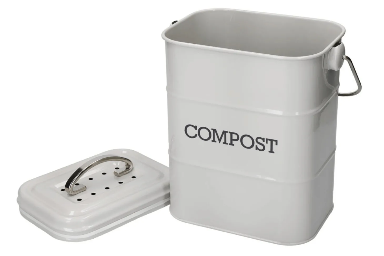 Bac à compost KitchenCraft Living Nostalgia en acier gris 3L