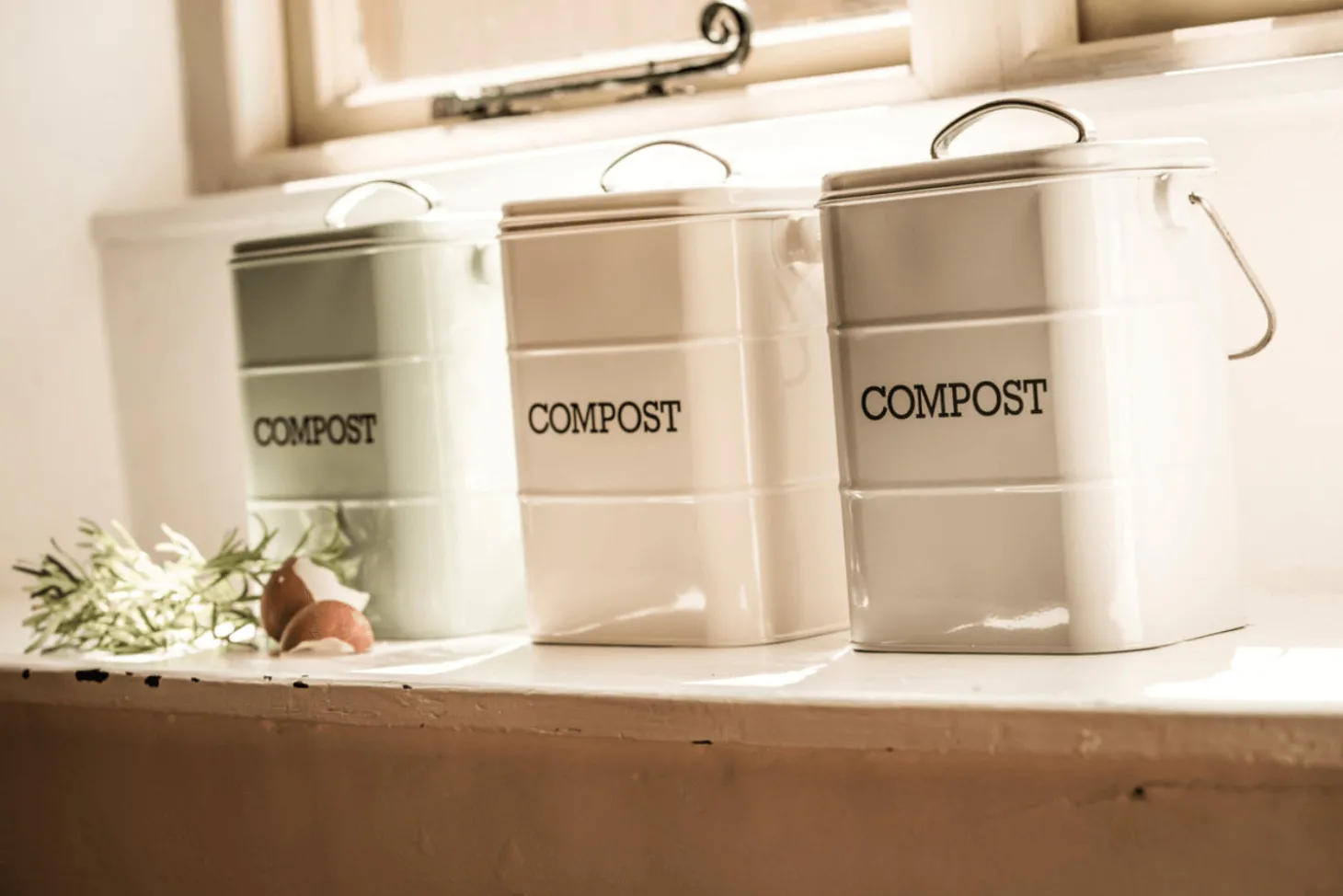 Bac à compost KitchenCraft Living Nostalgia en acier gris 3L