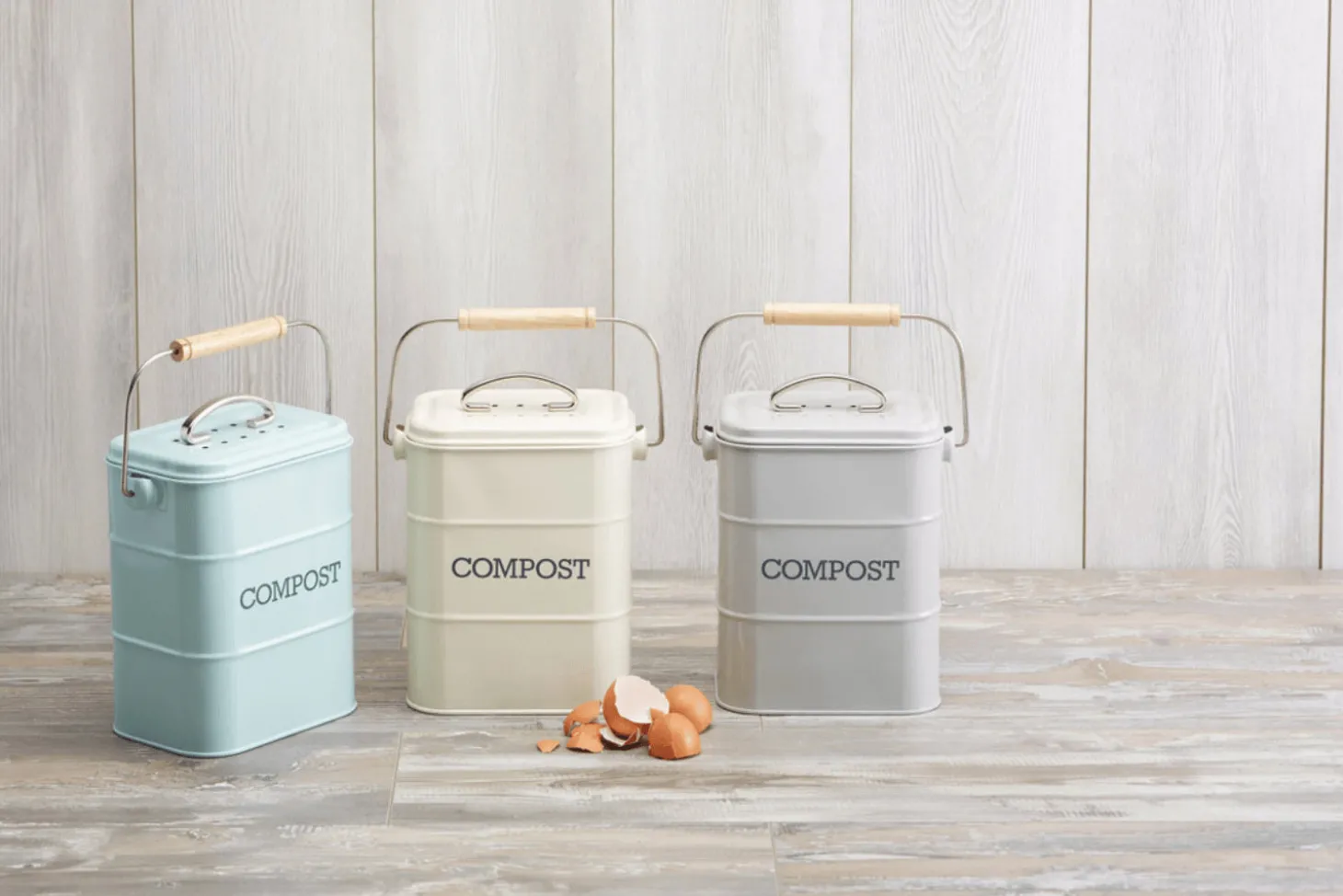 Bac à compost KitchenCraft Living Nostalgia en acier gris 3L