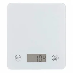Balance de cuisine électronique écran LCD modèle Slim blanc avec plateau en verre