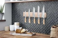 Barre aimantée en érable Guillaume Léonard pour 6 couteaux de cuisine - 40x6,5cm