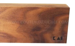 Barre aimantée KAI haut de gamme en noyer pour couteaux de cuisine