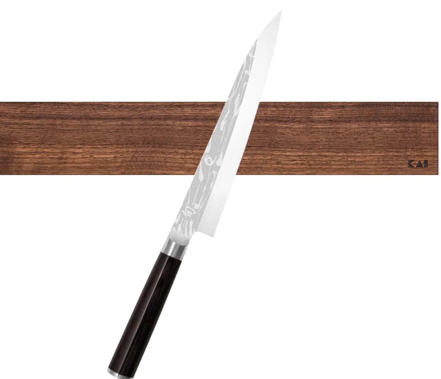 Barre aimantée KAI haut de gamme en noyer pour couteaux de cuisine
