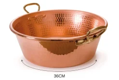 Bassine à confiture Mauviel M'Passion en cuivre martelé et montures en bronze