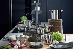 Batterie de cuisine Alessi Edo 7 pièces acier inox 18/10 design par Patricia Urquiola