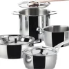 Batterie de cuisine Alessi Pots&Pans 7 pièces tout inox 18/10 design par Jasper Morrison