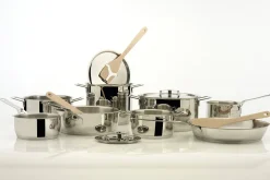 Batterie de cuisine Alessi Pots&Pans 7 pièces tout inox 18/10 design par Jasper Morrison
