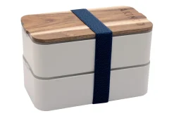 Bento Akinod 11:46 blanc avec couvercle en acacia 1,4L