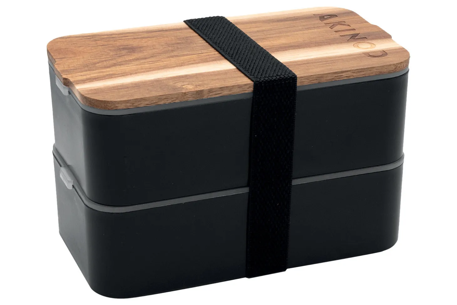 Bento Akinod 11:46 noir avec couvercle en acacia 1,4L