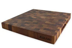 Billot de cuisine Wusaki en bois de noyer damier - 35 x 35 x 4 cm