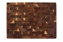 Billot de cuisine Wusaki en bois d'acacia réversible damier 48 x 35 x 3,8cm