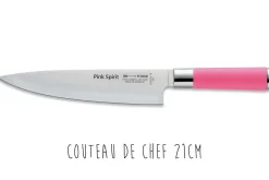 Bloc acrylique 4 couteaux de cuisine Dick Pink Spirit manche rose