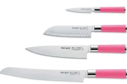 Bloc acrylique 4 couteaux de cuisine Dick Pink Spirit manche rose