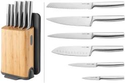Bloc 6 couteaux Berghoff Legacy avec aiguiseur et 3 planches