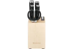 Bloc 5 couteaux Kitchen Aid Classic en bois de bouleau + ciseaux
