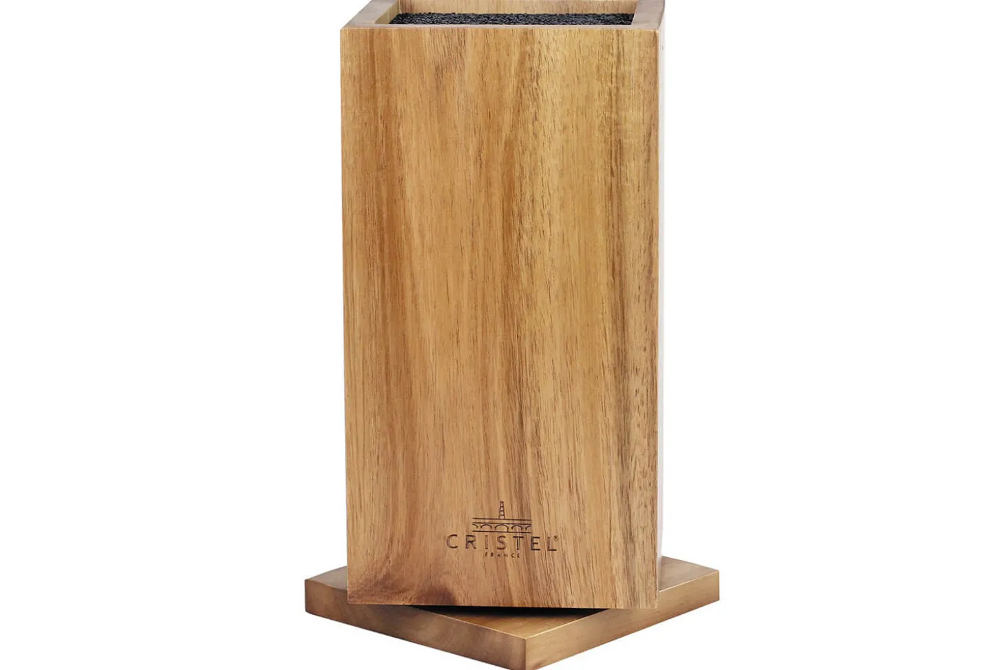 Bloc couteaux vide rotatif Cristel en bois d'acacia