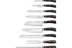 Bloc couteaux Wüsthof Ikon en frêne - 7 couteaux forgés et 2 accessoires