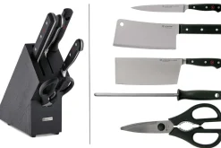 Bloc cuisine 4 pièces Wusthof Classic forgés - 3 couteaux + 1 fusil et une paire de ciseaux
