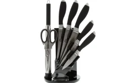 Bloc de 5 couteaux + 1 fusil + 1 ciseaux Pradel Excellence noir acier inox