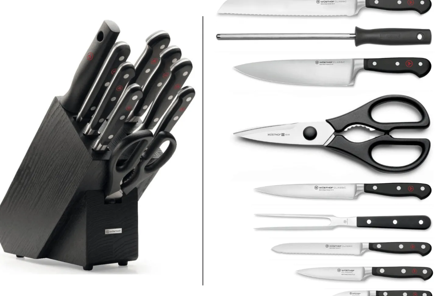 Bloc de 9 couteaux Wusthof Classic forgés coloris anthracite