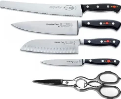 Bloc en bois magnétique 4 couteaux + 1 ciseaux DICK Premier Plus