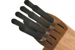 Bloc en chêne avec 8 couteaux japonais Kai Wasabi Black