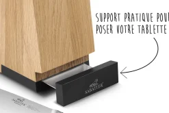 Bloc en chêne 5 couteaux cuisine Sabatier International avec support tablette intégré