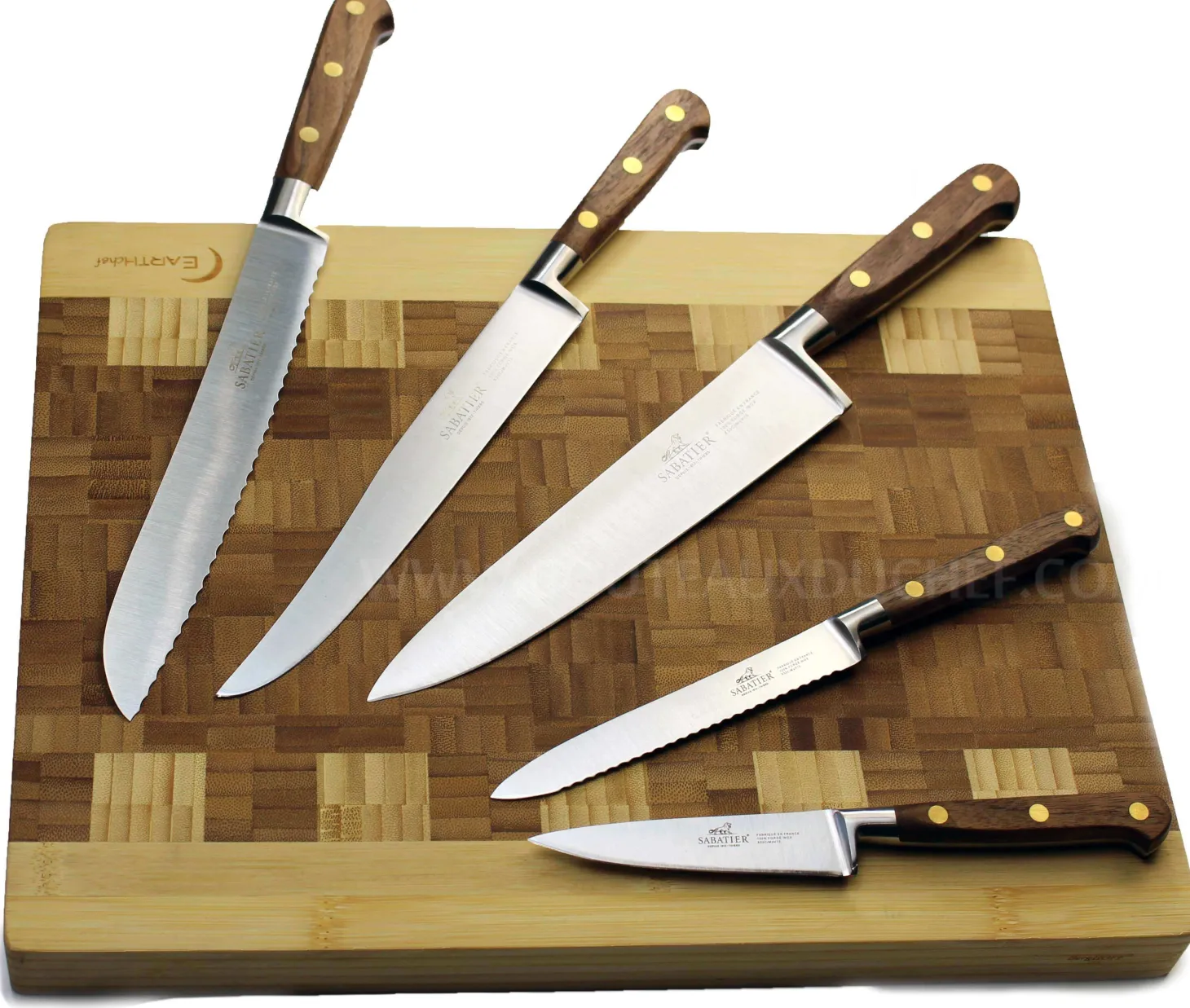 Bloc SABATIER Perigord en noyer laqué noir 5 couteaux forgés acier inox