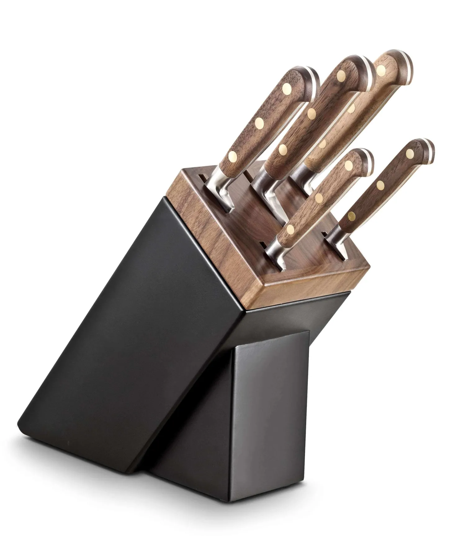 Bloc SABATIER Perigord en noyer laqué noir 5 couteaux forgés acier inox