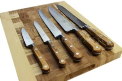 Bloc SABATIER Provençao en olivier laqué blanc 5 couteaux forgés acier inox