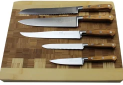 Bloc SABATIER Provençao en olivier laqué blanc 5 couteaux forgés acier inox