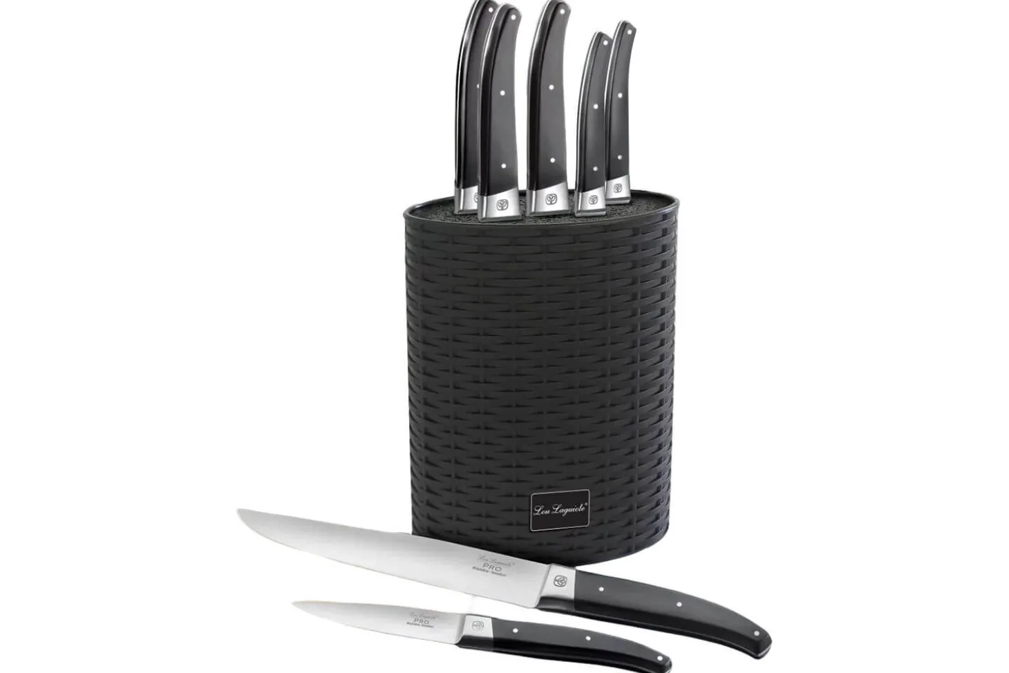 Bloc tressé 5 couteaux LOU LAGUIOLE Pro acier inox