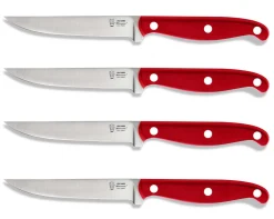 Bloc universel Au Nain Bistronome 4 couteaux à steak élégants manches rouges