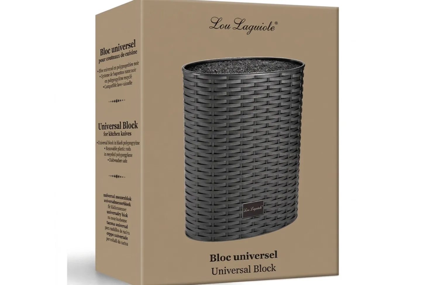 Bloc universel ovale tressé noir LOU LAGUIOLE intérieur fibres