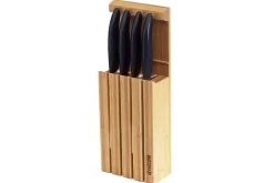 Bloc vide Kyocera ergonomique en bambou pour 4 couteaux