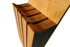Bloc vide Kyocera ergonomique en bambou pour 4 couteaux