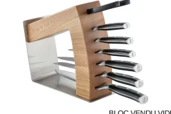 Bloc vide Rösle Move X en bois d'orme pour 6 couteaux et 1 paire de ciseaux