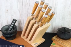 Bloc vide Wusaki en hêtre massif pour 9 couteaux de cuisine