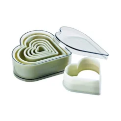 Boite de 7 découpoirs polyglass professionnels forme coeur unie