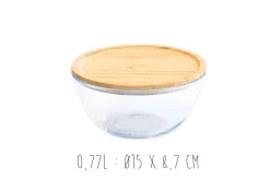Bol de conservation en verre Pebbly avec couvercle en bambou