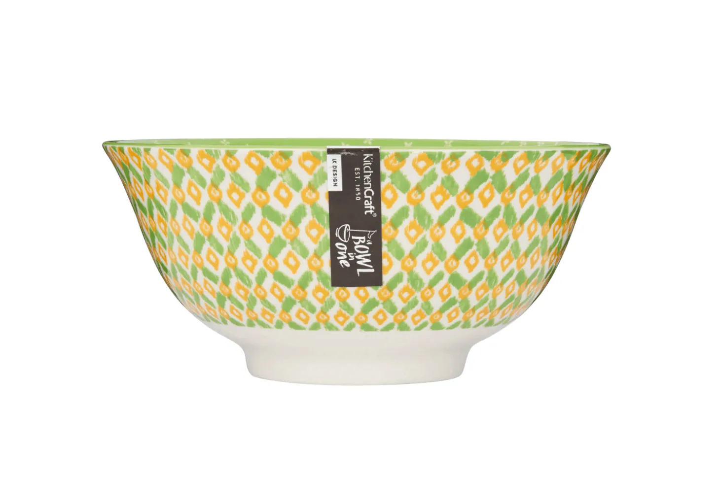 Bol en grès émaillé KitchenCraft motif géométrique vert et jaune