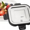Boîte de conservation carrée au frais Gefu Milo en verre borosilicaté et acier inox 300ml