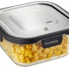 Boîte de conservation carrée au frais Gefu Milo en verre borosilicaté et acier inox 800ml