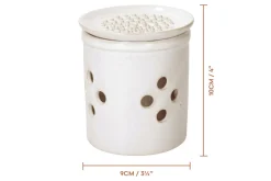 Boîte de conservation d'ails KitchenCraft Idilica en grès crème + couvercle à râpe intégrée