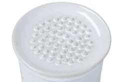 Boîte de conservation d'ails KitchenCraft Idilica en grès crème + couvercle à râpe intégrée