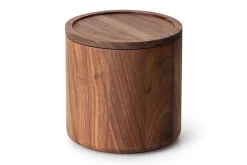 Boîte de conservation ronde Continenta en bois de noyer Ø13x13cm