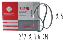 Boîte 5 lames dentées FISCHER Super acier suédois 217cm pour scie électrique à ruban largeur 16mm