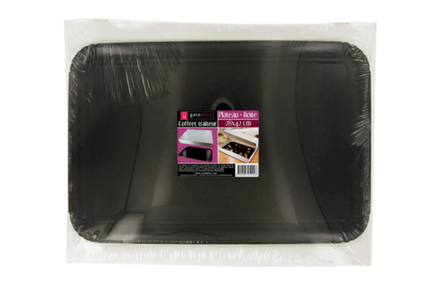 Boîte traiteur blanche Patisdécor avec plateau noir 43x29cm
